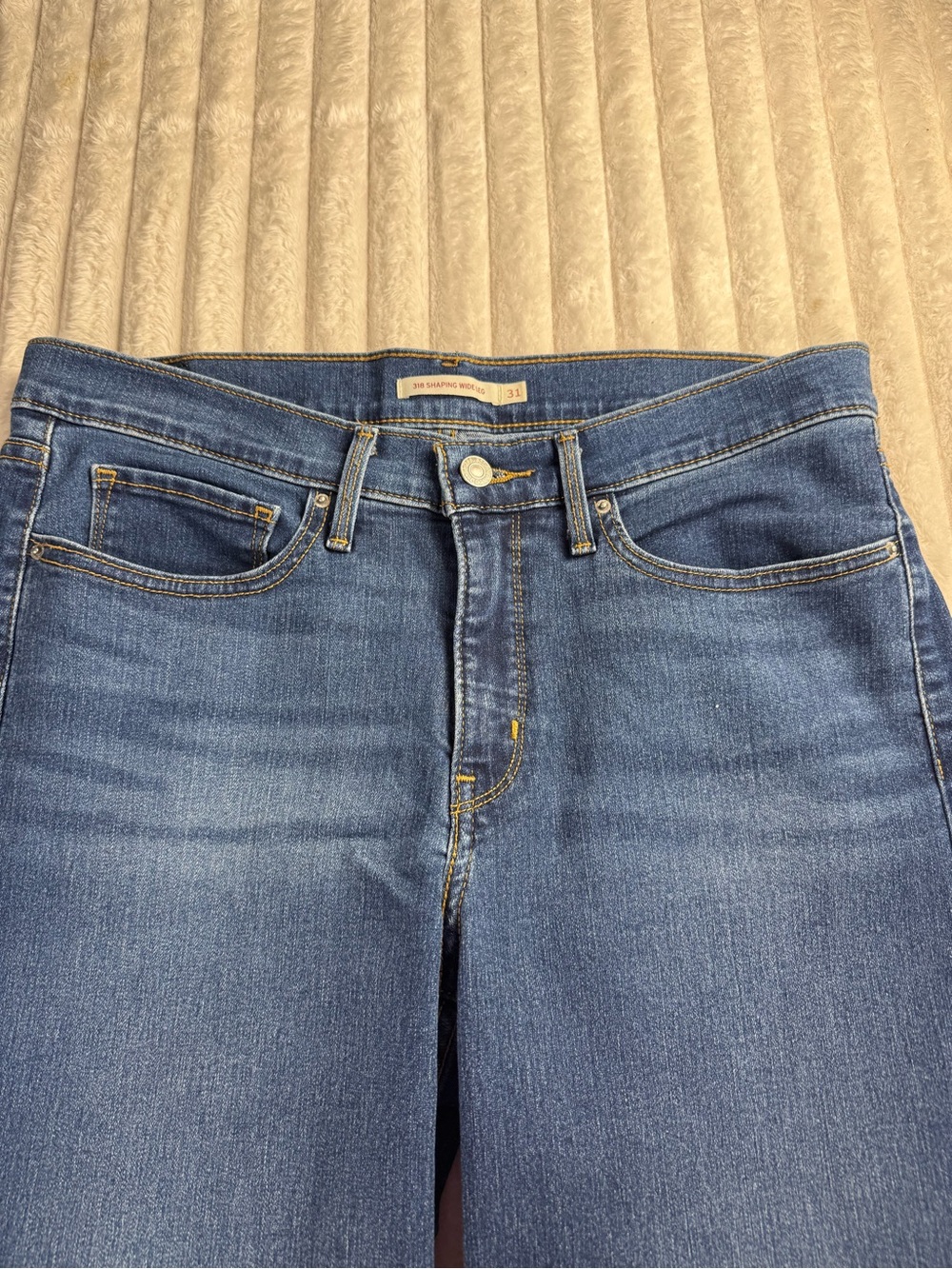 Levi's 318 Shaping Wide Leg Jeans Blue Stretch Denim Size 31 - Picture 6 of 8